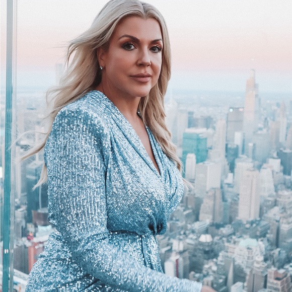 JENNIFER BLUE ILUSION DRESS - Size Large - Picture 3 of 6